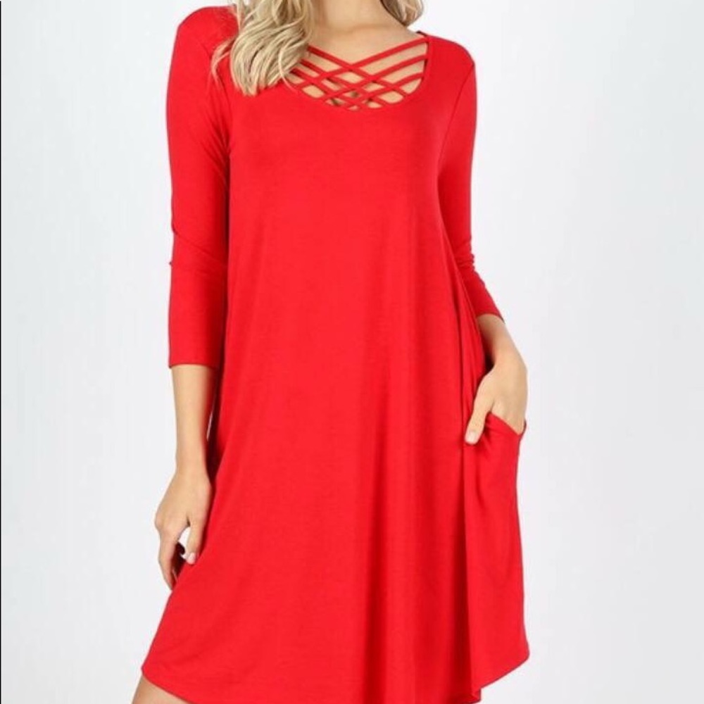 Red pocket dress/tunic.  Super soft material